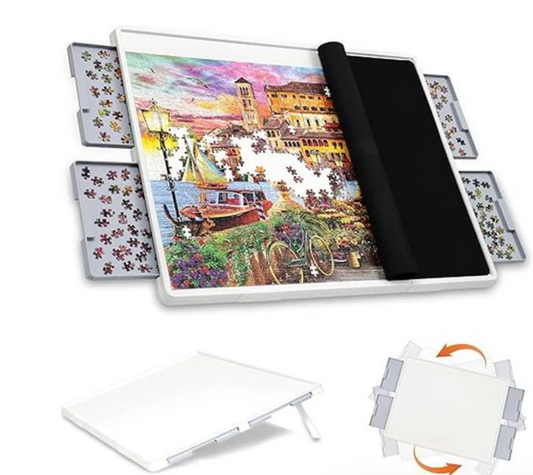 Rotating Puzzle Board with 4 Sorting Drawers