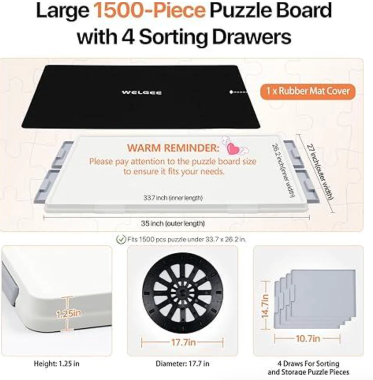 Rotating Puzzle Board with 4 Sorting Drawers