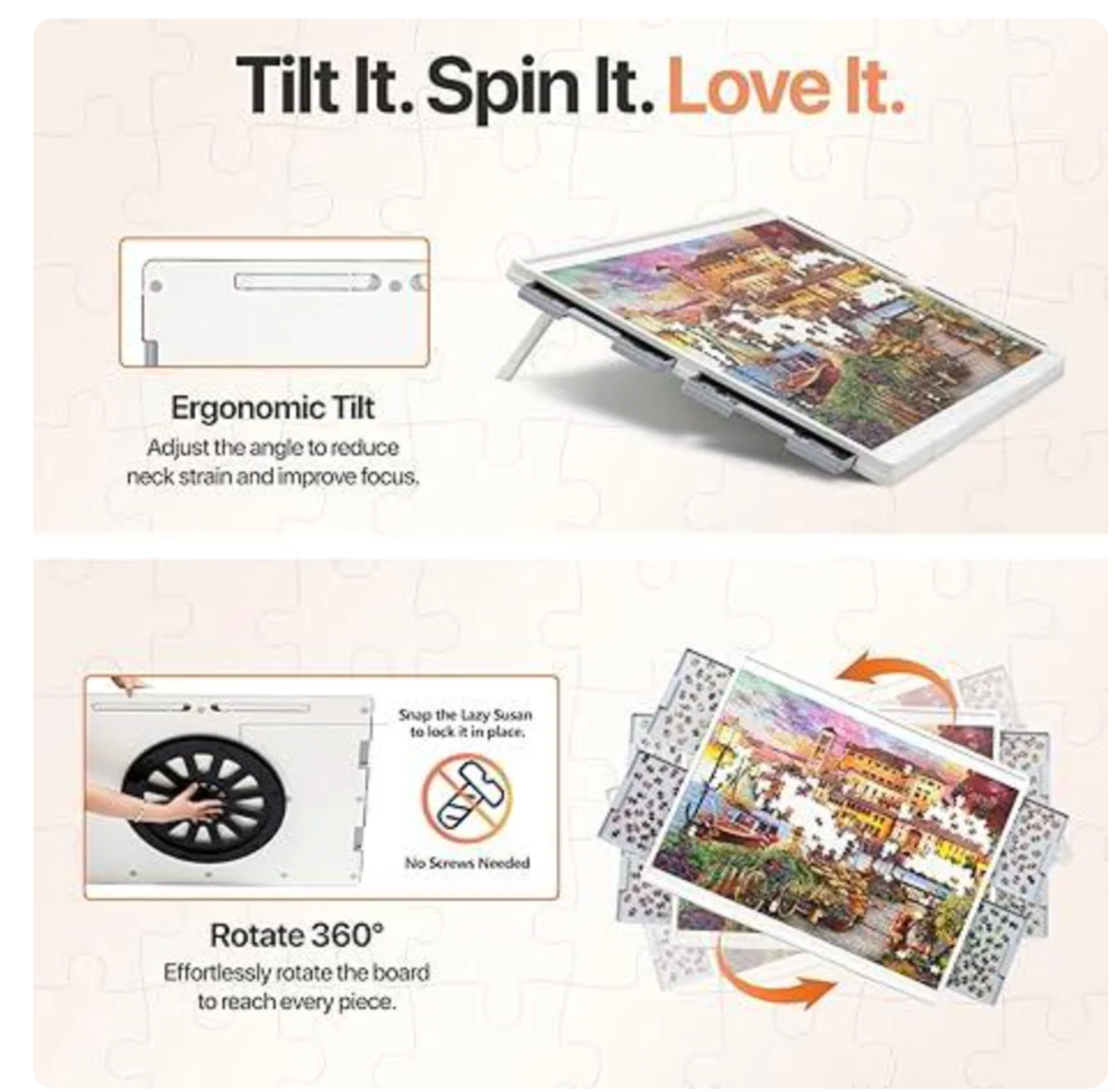 Rotating Puzzle Board with 4 Sorting Drawers